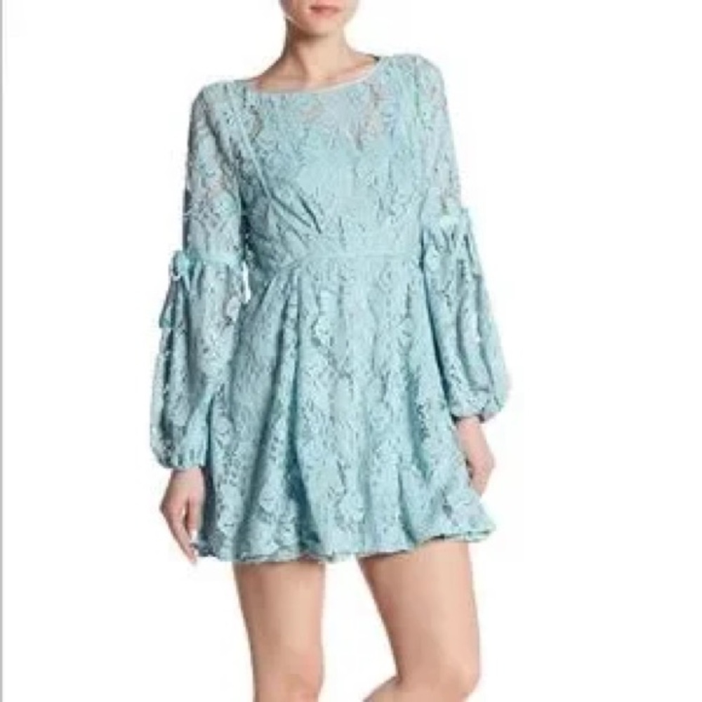 Free People Ruby Lace Mini Dress in sea blue - Picture 7 of 9
